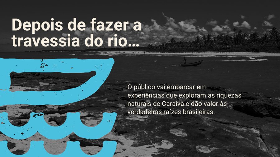 Slide sobre a travessia do rio até Caraíva